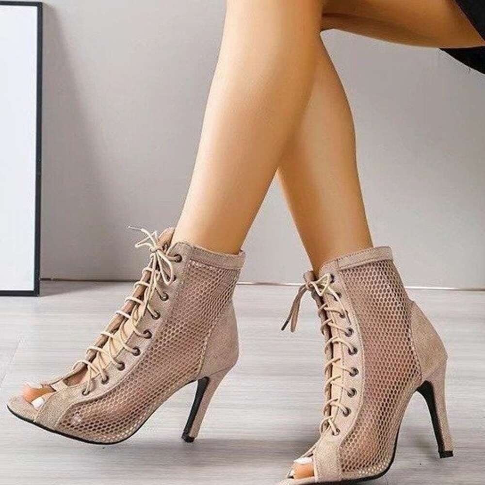 Summer New Large Mature Style Hollow Out Shoes with Fish Mouth in Front, Super and Thin Heels, High Heel Sandals ddmythur