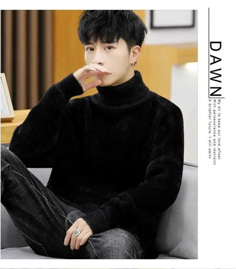 White Pullover Turtleneck Mens Sweater Fashion Knitted Sweater Mens Clothing M-2XL Spring 2023 New Arrival W2411111
