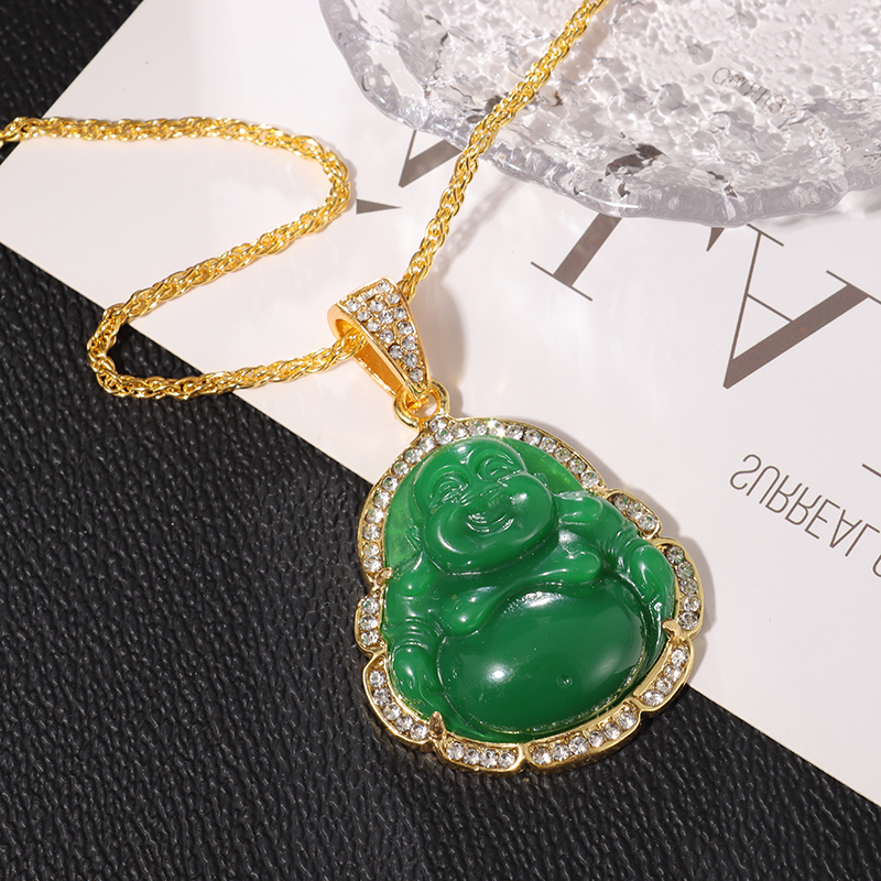 Classic Natural Stone Maitreya Buddha Statue Pendant Necklace Men's and Women's Wedding Party Jewelry Wealth Amulet Gift