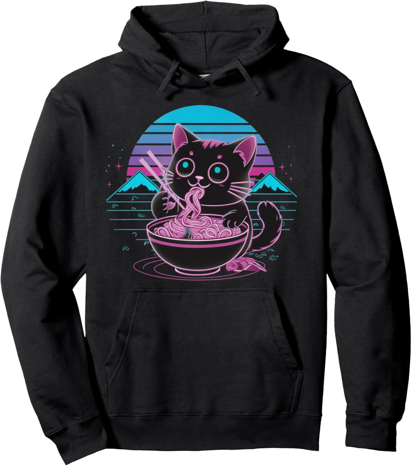 Hoodie for Mens Womens Cat Ramen Noodle Japanese Anime Manga Ramen Kawaii Cat Pullover Hoodie Graphic Hoodies sweatshirt cool