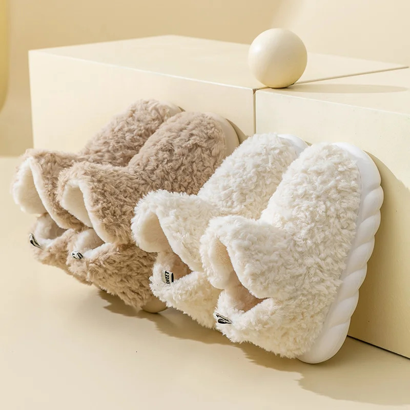 Cotton slippers for womens autumn and winter home use indoor plush bags with warm heels for external wear 241112