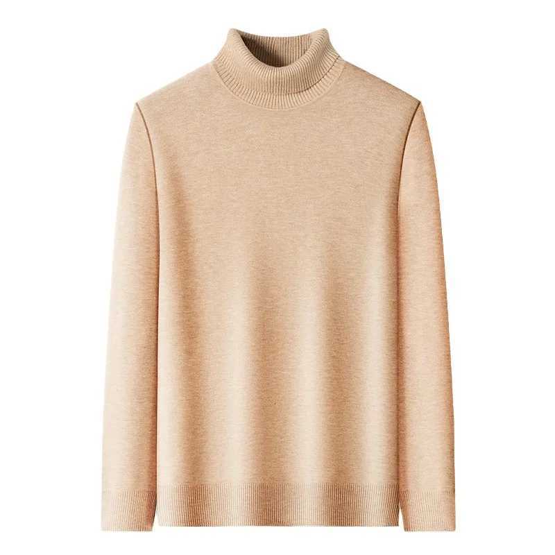 Autumn winter ultra-thin suitable for turtle neck sweater mens solid color warm knit pull-out mens casual knit long sleeved pull-out W2411111