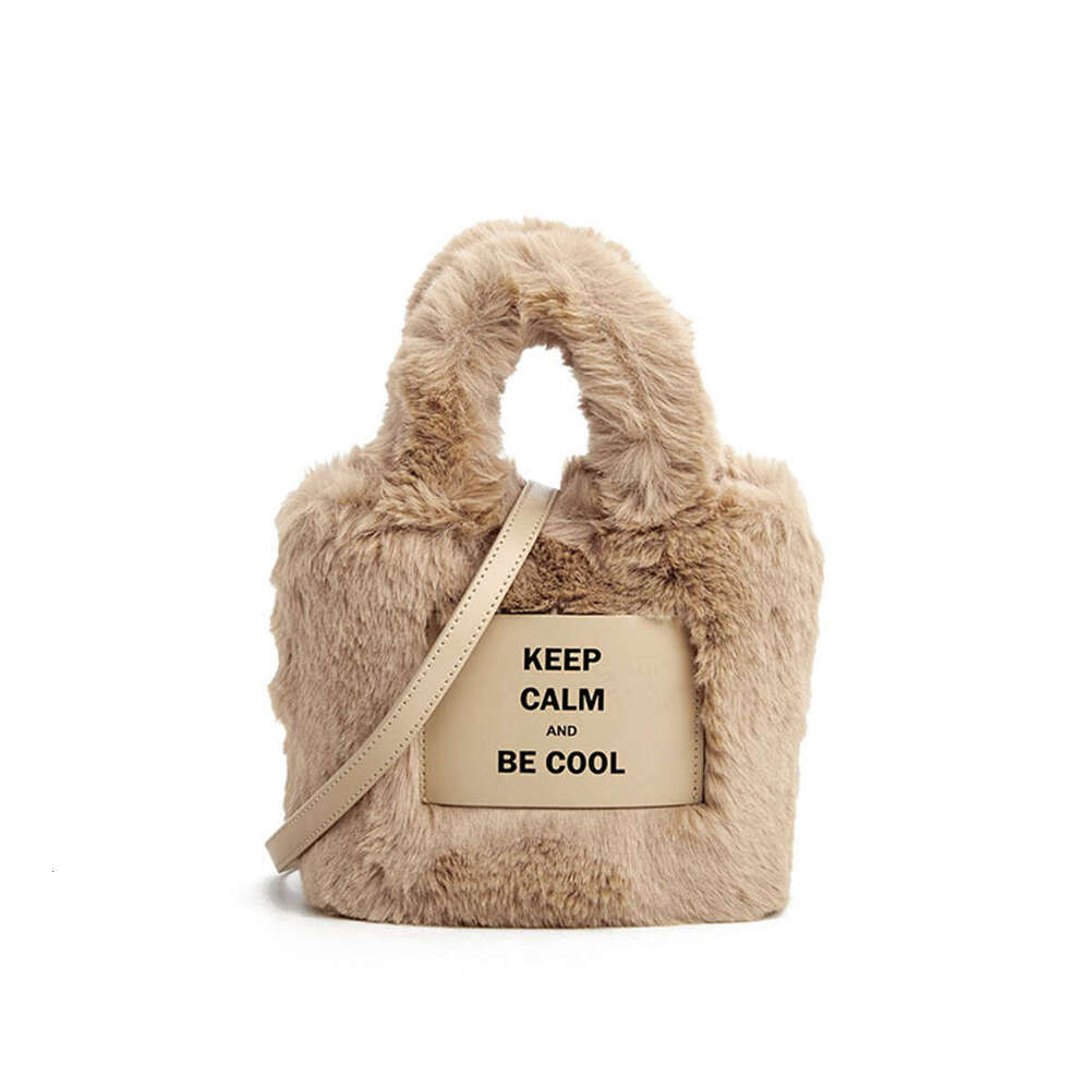 Woolen 2024 autumn and winter new fashion plush bucket woolen high-grade texture handbag diagonal bag