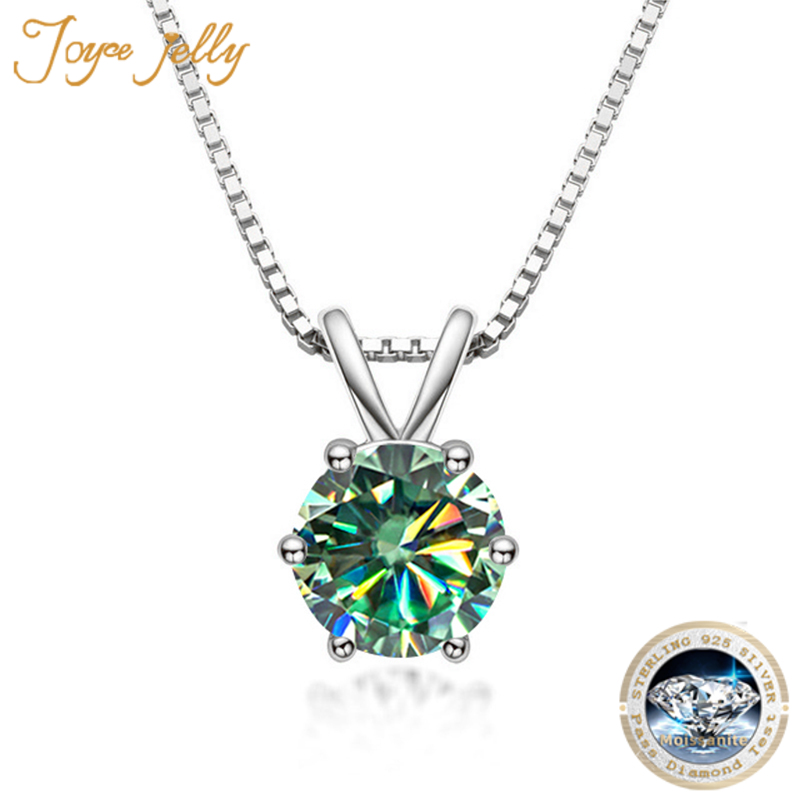 JoyceJelly Real 1ct Moissanite Pendant Necklaces Trendy Sterling Sier Clavicle Chain Female Sparkling Wedding Jewelry Gift ce431