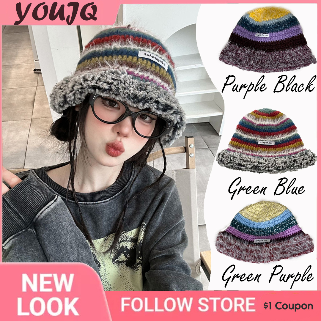 Y2K Crochet Thick Bucket Hats for Women Spring Autumn Handmade Knit Beanies INS Korean Beach Bikini Panama Cap Gorras De Mujer ec4e7