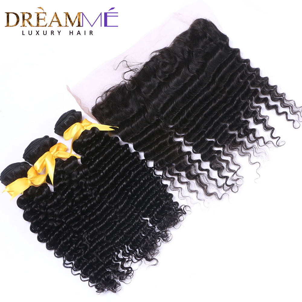 Brailian Virgin Human Hair Deep Curly Hair Extensions 3 Bundles With 13x4 4x4 Silk Base Lace Frontal Closure Natural Hairline 2022b