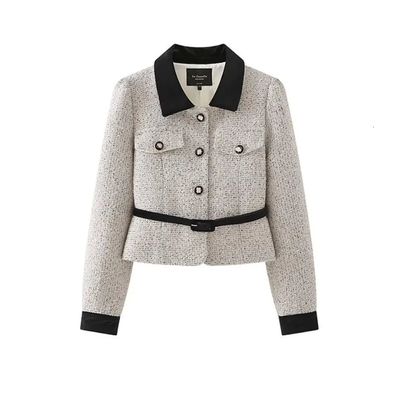 High end Socialite set for womens clothing for autumn and winter velvet patchwork work collar with jacket paired two-piece set 241112