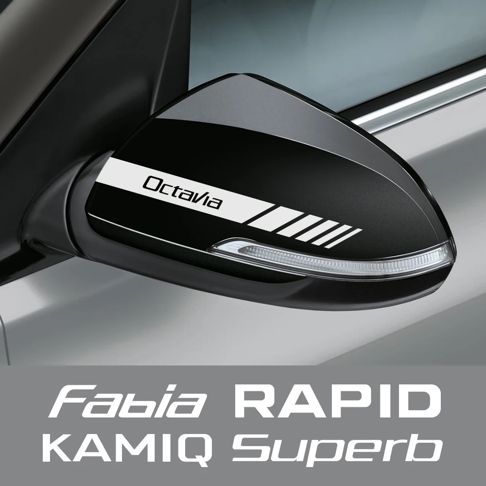 Car Rearview Mirror Cover Stickers Decals Auto DIY Accessories for Skoda Octavia Fabia Kamiq Karoq Kodiaq Rapid Scala Superb