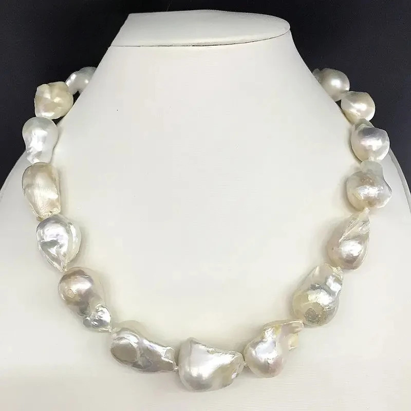 FUQI er retro white large-sized organized nuclear flame ball shaped Baroque pearl necklace freshwater 100% natural pearls 241112