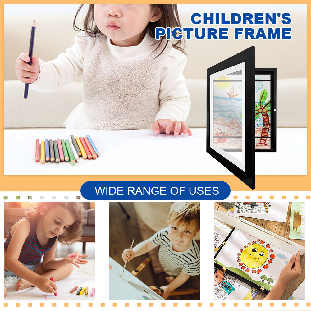 2/1Pcs Children's Drawing Picture Photos Front Open Wooden Kids Art Frames 5.9x4.3 Inner Wall Pictures Frame H260306