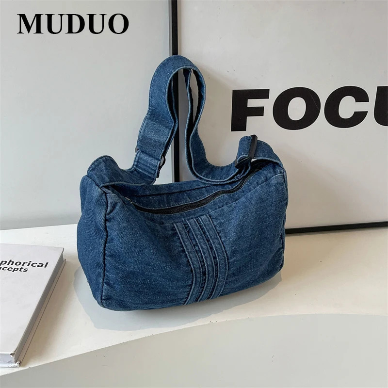 MUDUO Womens High Quality Canvas Shoulder Bag Laundry Denim Casual Handbag Fashion Tramp Japanese and Korean Bag 241111