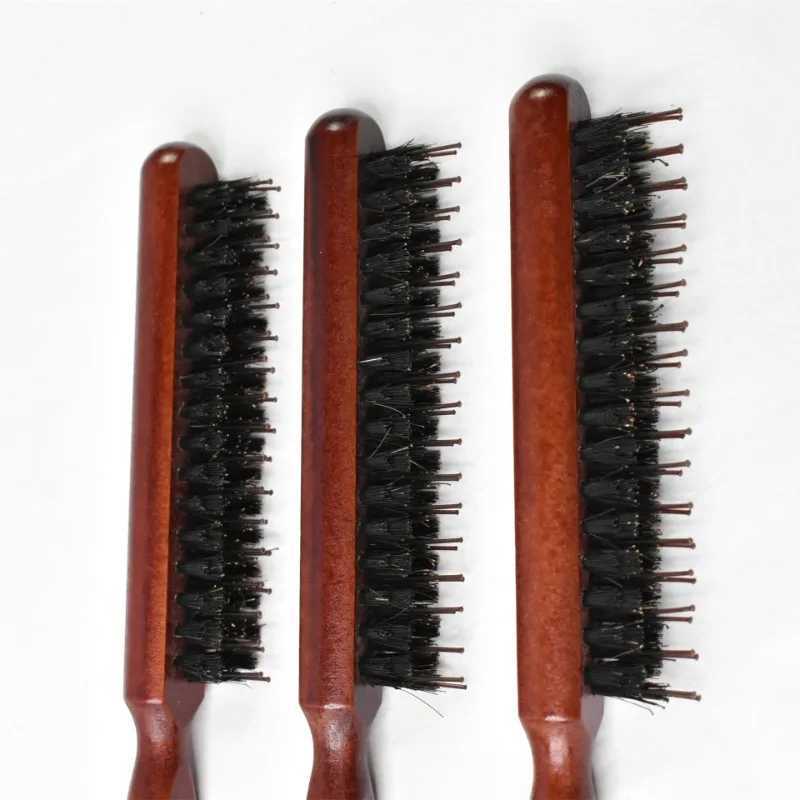 Hair comb fluffy hair three row bristle comb wooden handle hair comb back teasing brush salon supplied styling tools W241112