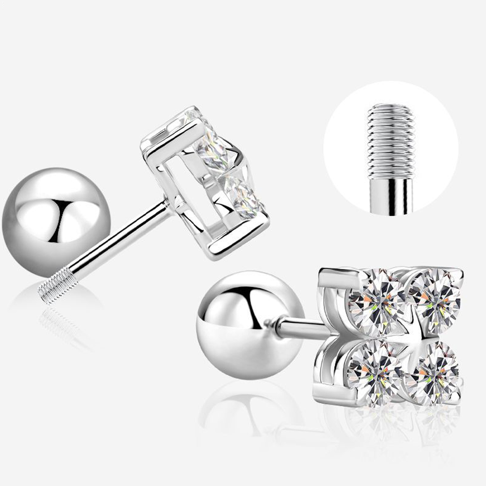 QXTC Moissanite Stud Earrings Korean Elegant Four Leaf Clover Earrings Trendy Women's Earrings 2023 Weddings Romantic Jewelry bfc3e