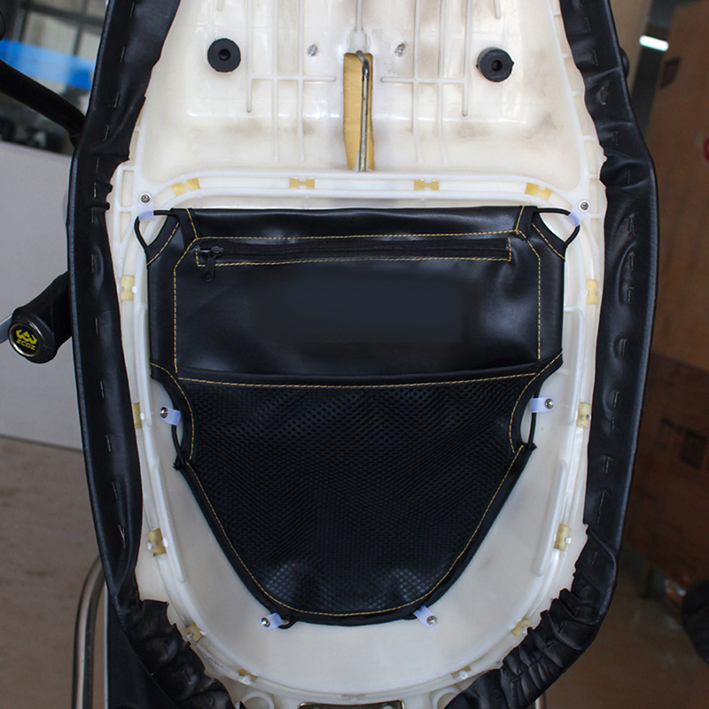 Motorcycle Scooter PU Leather Under Seat Storage Pouch Bag Dual Pockets Organizer