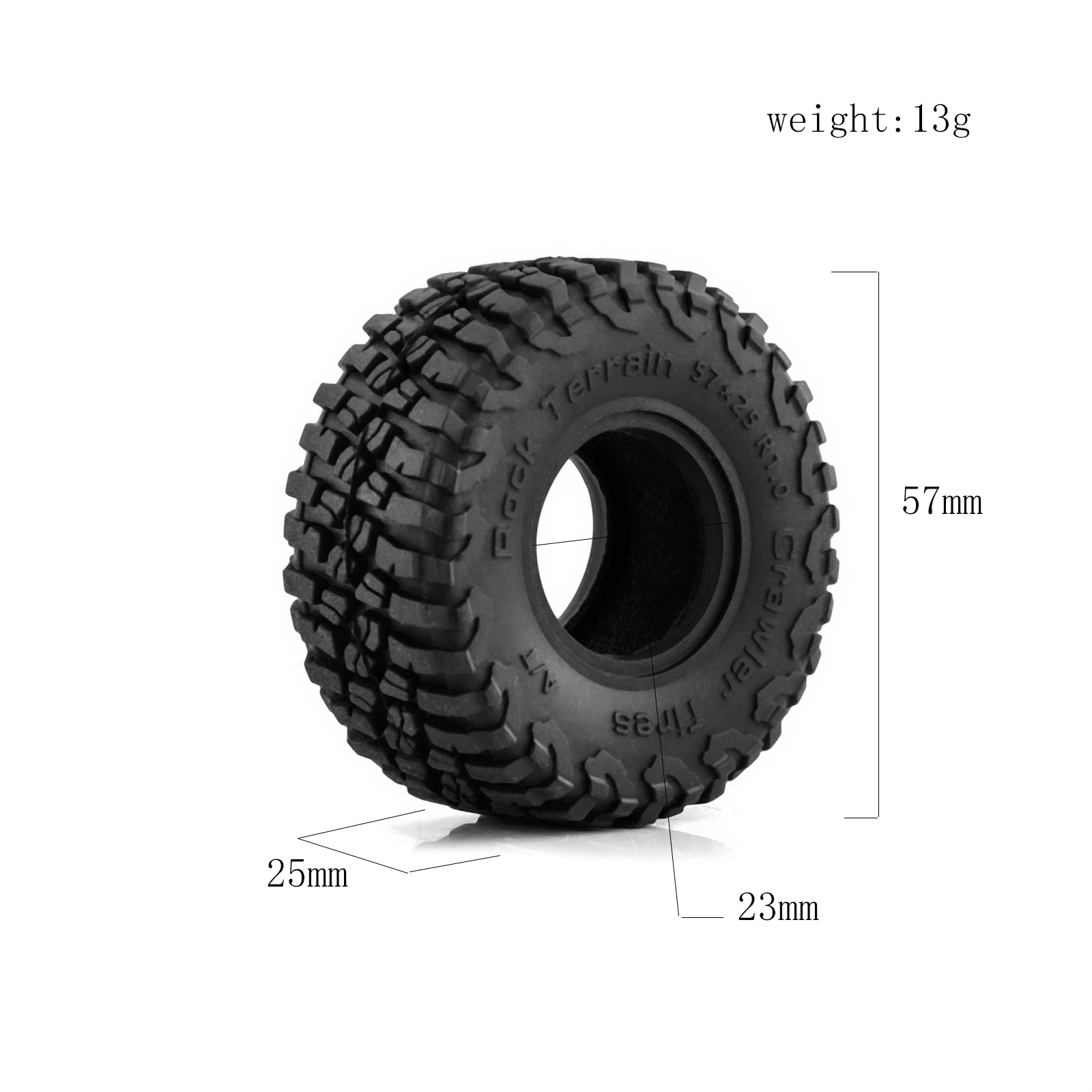 RS 58*24mm All Terrain Super Soft Sticky 1.0 Wheel Tires for 1/18 1/24 RC Crawler SCX24 AX24 TRX4M (T1017)