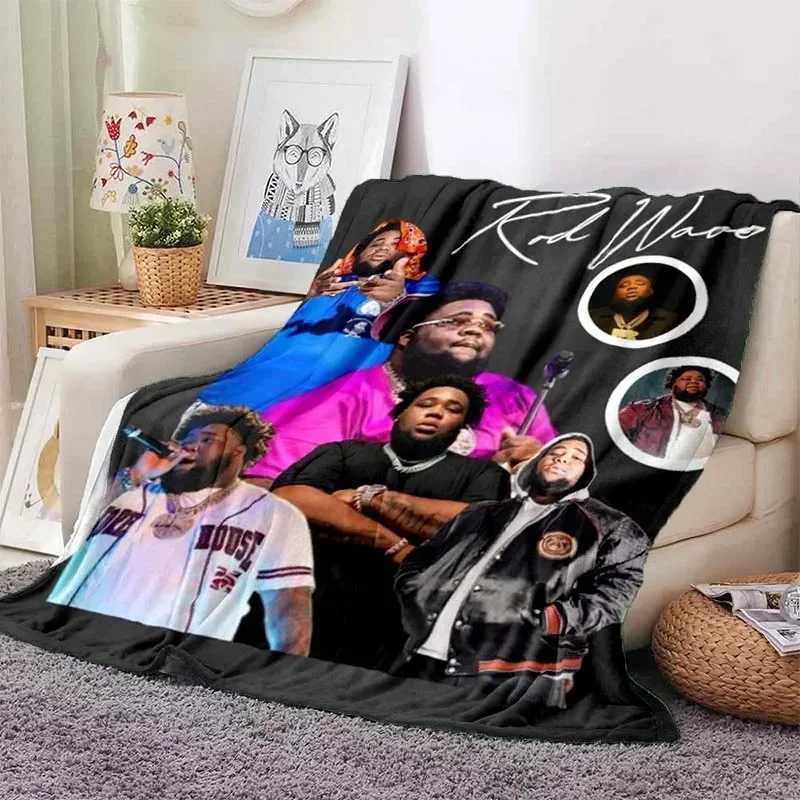 Hip Hop Rapper Blanket Rod Wave Flannel Blanket Soft Warm Throw Bedroom Decor Napping Couch Sofa Bed Chair Cover for Boys GirlsXJ241210