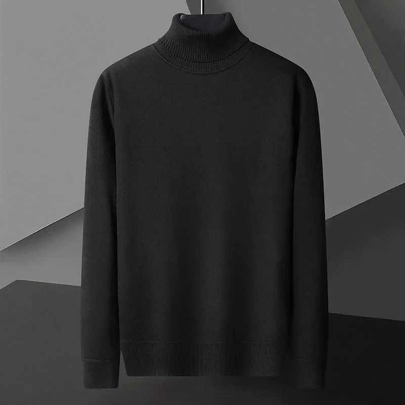 Mens casual slim fit basic top long sleeved knitted streetwear lightweight turtle neck pullover sweater solid color mens sweater W2411111