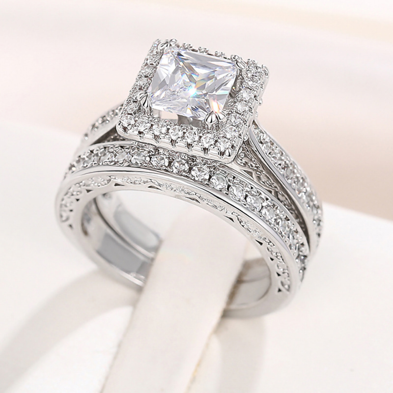 Choucong Handmade Wedding Rings Vintage Jewelry Gold Fill Princess Cut White Cubic Zircon CZ Dia Party Eternity Women Fashion Couple Ring Set Gift d3f