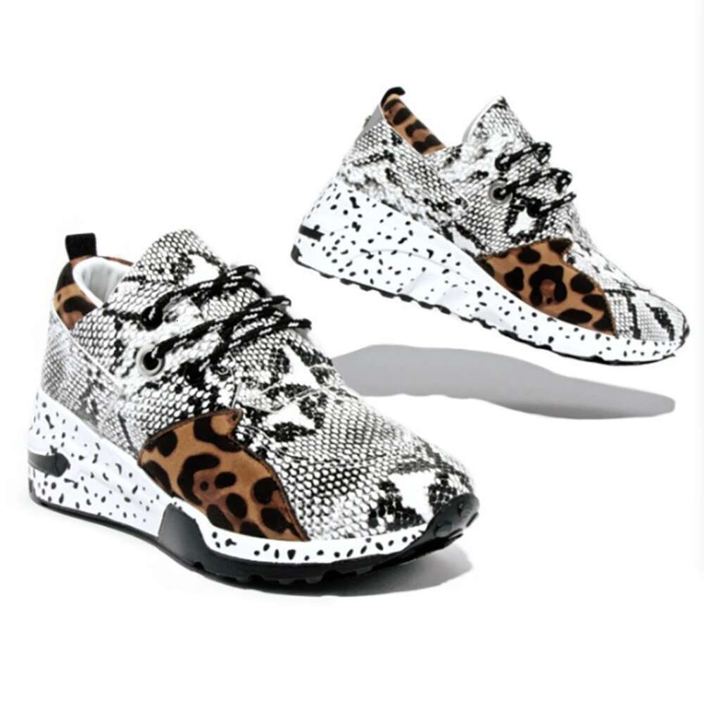 Ddmysports Lace Up Single Autumn New Thick Sole Leopard Print Flat Bottomed Casual Sports Shoes OUTDOOR