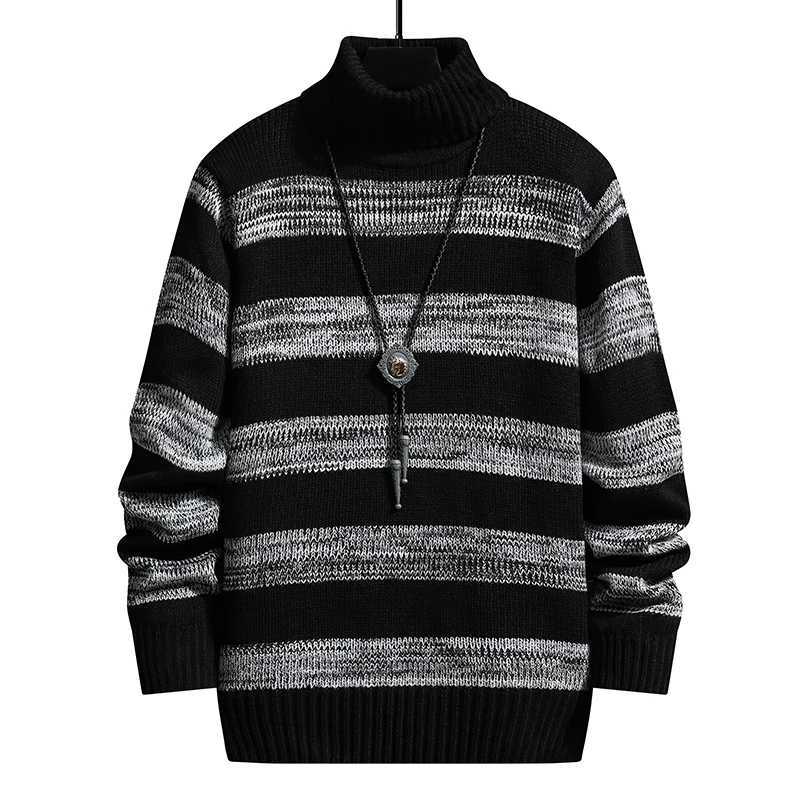 Mens fashion striped knitted ultra-thin fit knitted sweater mens casual sweater W2411111