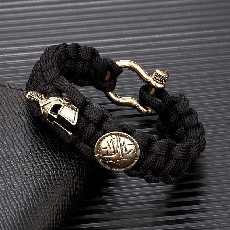 ENDN Creative Design Spartan Warrior Helmet Horseshoe Buckle Survival Vikings Accessories Handmade Paracord Bracelet