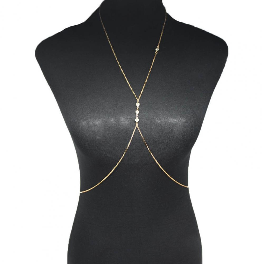 Bikini Body Chain Attractive Women Cross Bikini Chest Body Chain Geometric Bikini Belly Chain
