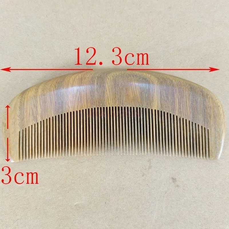 Green sandalwood super density comb flower pusher large ruffled tooth comb mini portable boys hair small wooden hair W241112