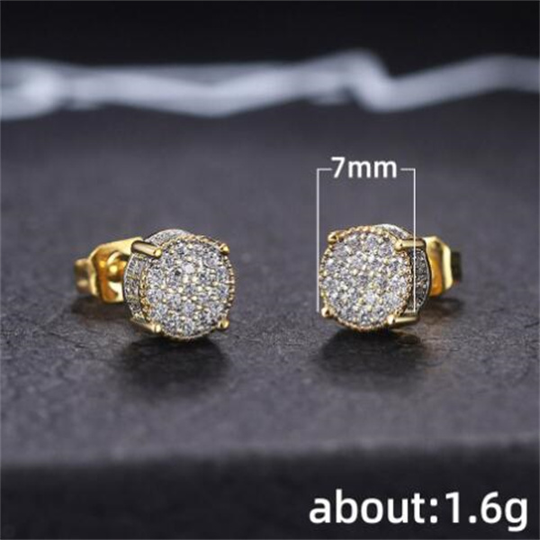 Fancy Round Shaped Stud Earrings Paved Shiny CZ Stone Silver Color/Gold Everyday Fashion Versatile Women's Ear Jewelry