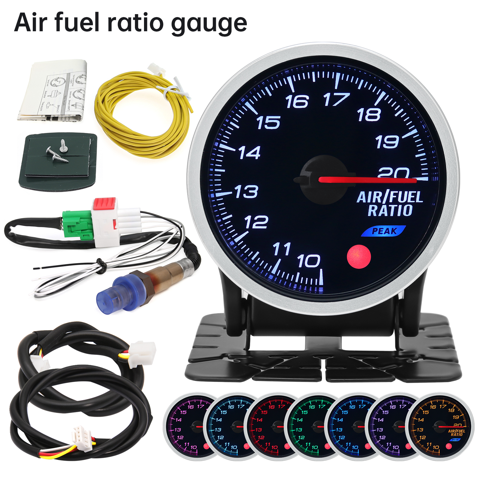 Universal 12V Digital gauge Car Len Pointer Gauge 8-color backlight -1~0~2 BAR Turbo Boost Meter Voltmeter Tachometer
