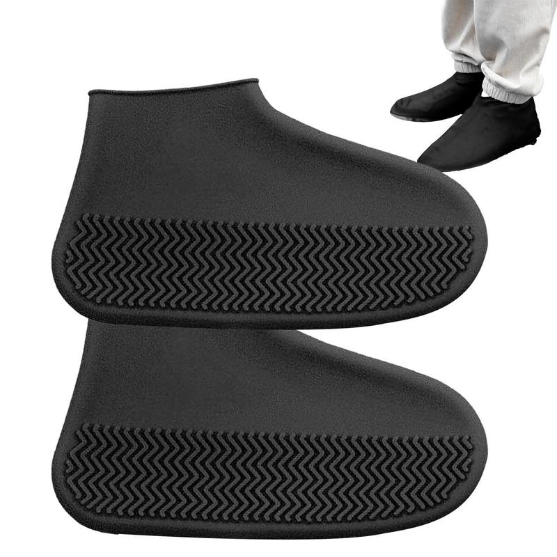 NEW 1 Pair Waterproof Non-slip Silicone Shoe Elastic Wear-resistant Unisex Rain Boots For Outdoor Rainy Day Reusable Shoe Cover 69ca0