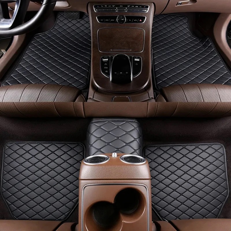 5PCS Universal Car Floor PU Leather Waterproof Foot Pad Protector Carpet Front and Rear Mats Set Auto Accessories