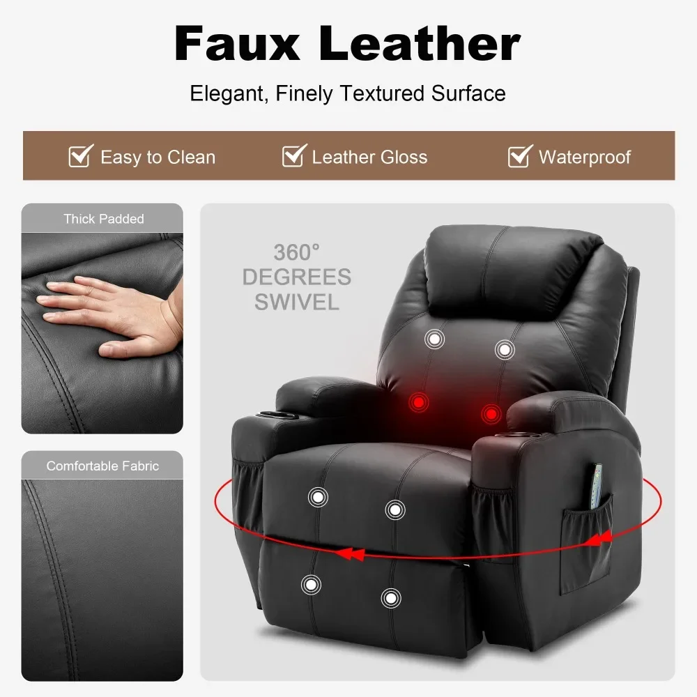 2023 New Recliner Chair Rocking Chair Sofa with Massage and Heat