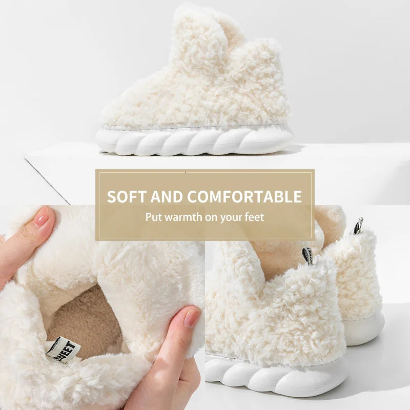 Cotton slippers for womens autumn and winter home use indoor plush bags with warm heels for external wear 241112