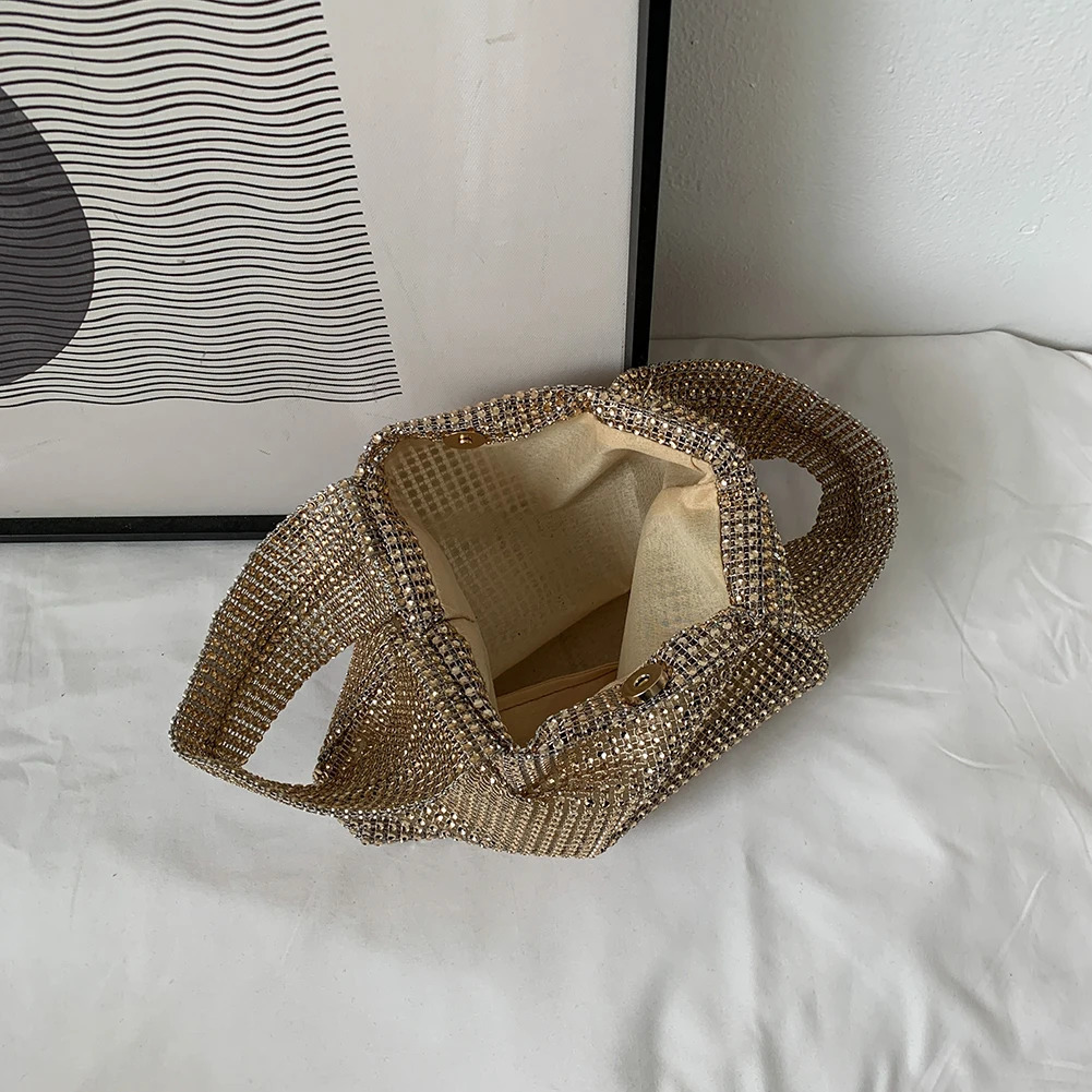 Crystal Handbags Bling Clutch Bag Glitter Party Evening Gold Versatile Small Tote 241112