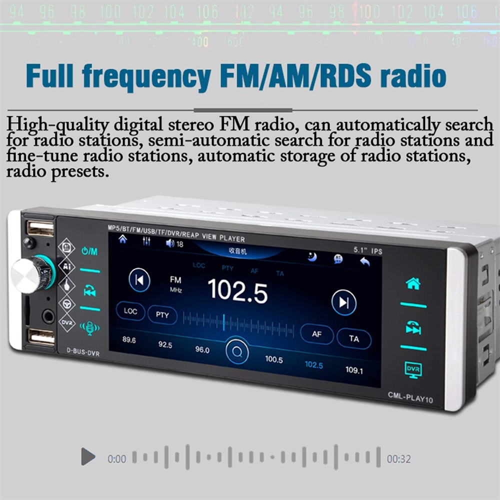 1din MP5 Player Touch Car Radio FM 4-USB 5.1 Inches Support Android Mirrorlink Bluetooth Carplay Autoradio DVR b8608