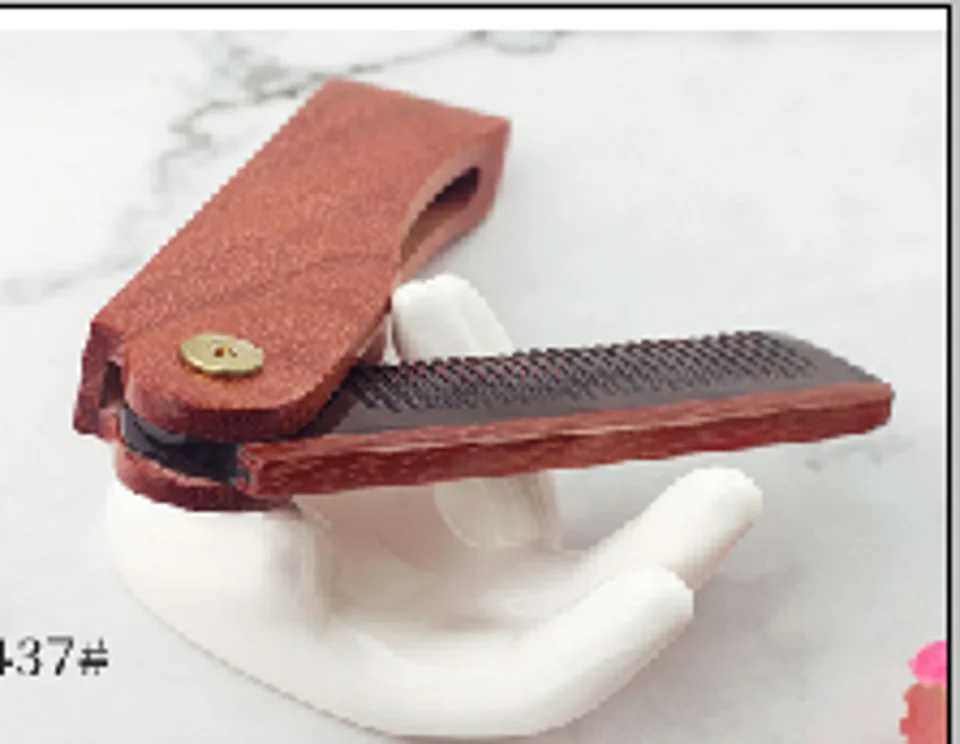 Natural Oxhorn Splicing Green Sandalwood Comb Wood Beard Comb Folding Comb W241112