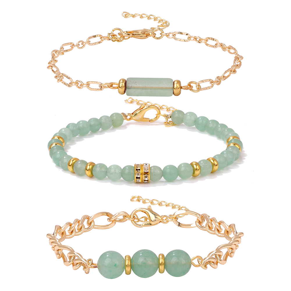 Pcs Set Natural Rose Quartzs Bracelets for Women Reiki Bracelet Gold Color Adjustable Chain Healing Yoga Bangle Gifts 5