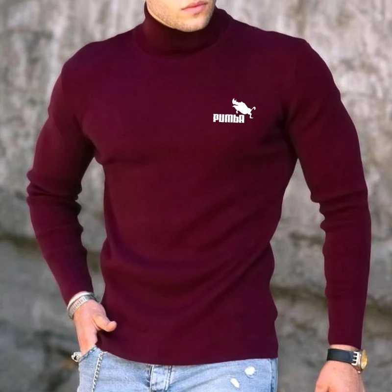 Spring summer and winter mens cotton cashmere bottom sweater with high elasticity mens casual long sleeved sports turtle neck top W2411111