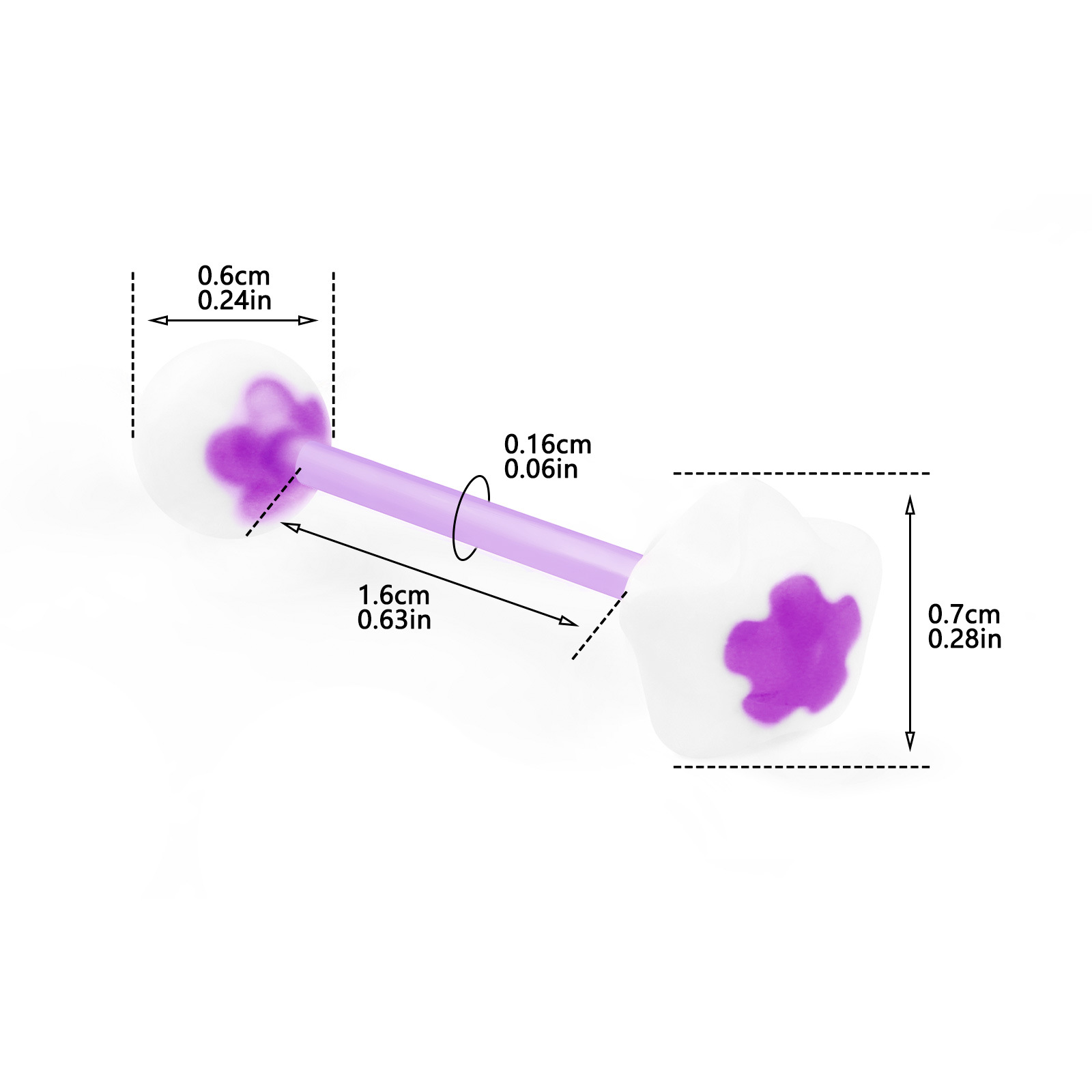 10Pcs color love flower tongue nail breast ring acrylic tongue ring body piercing jewelry