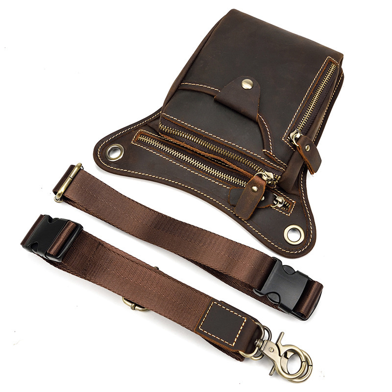 Casual men's Newsbirds leg bag pouch cowhide waist fanny pack of male belt for men sling s small 28a28