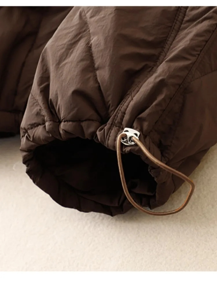 Ultra fine autumn pink apron cotton pants womens elastic high waist fashionable pink womens Trouser loose womens wide leg pants 241112