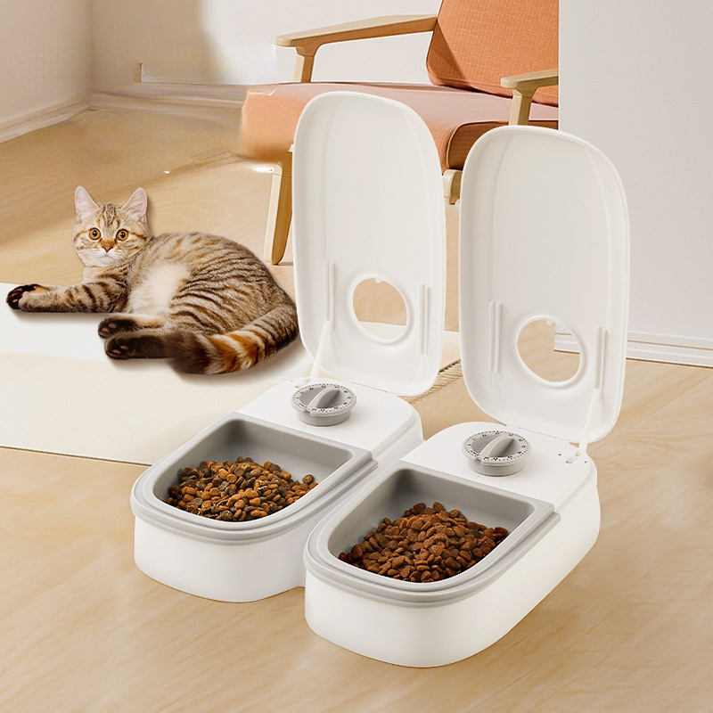 Pet Automatic Timing Feeder Large Capacity Dry&wet Food Container Detachable Electric Double Dish Bowl for Cats Dogs