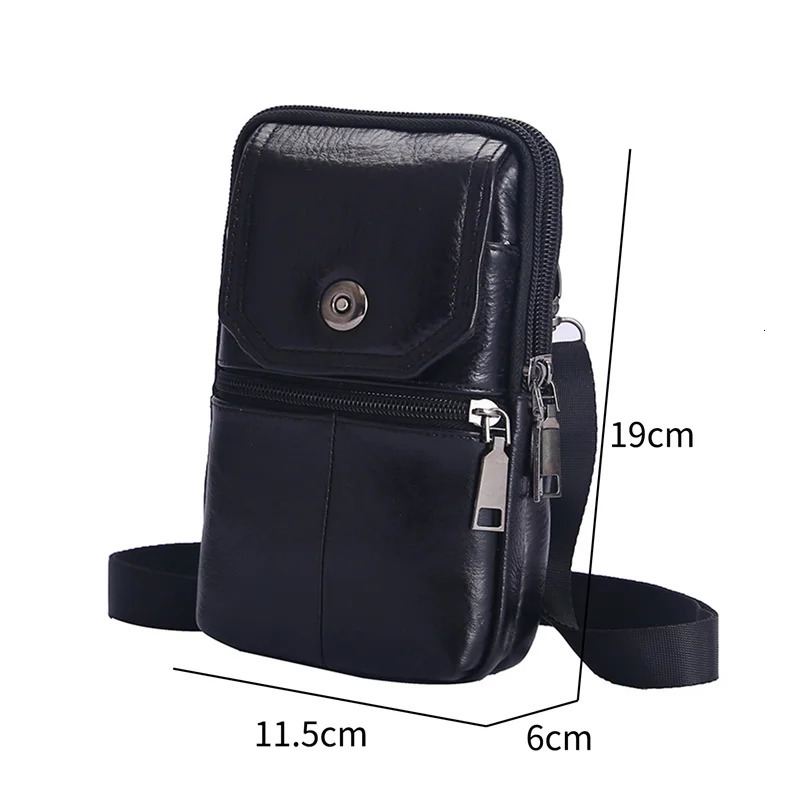 Mens Messenger Bag Cowhide Leather Mobile Phone Pouch Men Wallet Small Travel Waist Male MultiPockets Chest 241111