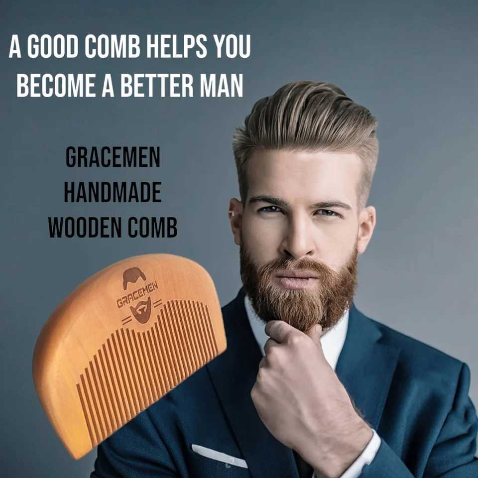 Gracemen 00% wood grain comb pocket small anti-static peach wood grain comb premium gift for men and women W241112