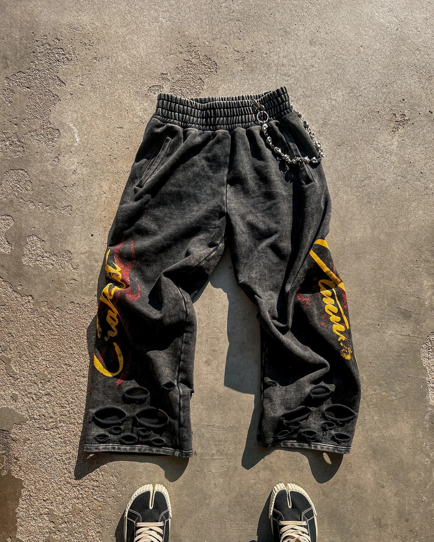 Streetwear Vintage Sweatpants Y2K Pants Men Punk Rock Hip Hop Retro Ripped Baggy Elastic Waist Jogging Casual Trousers 241112