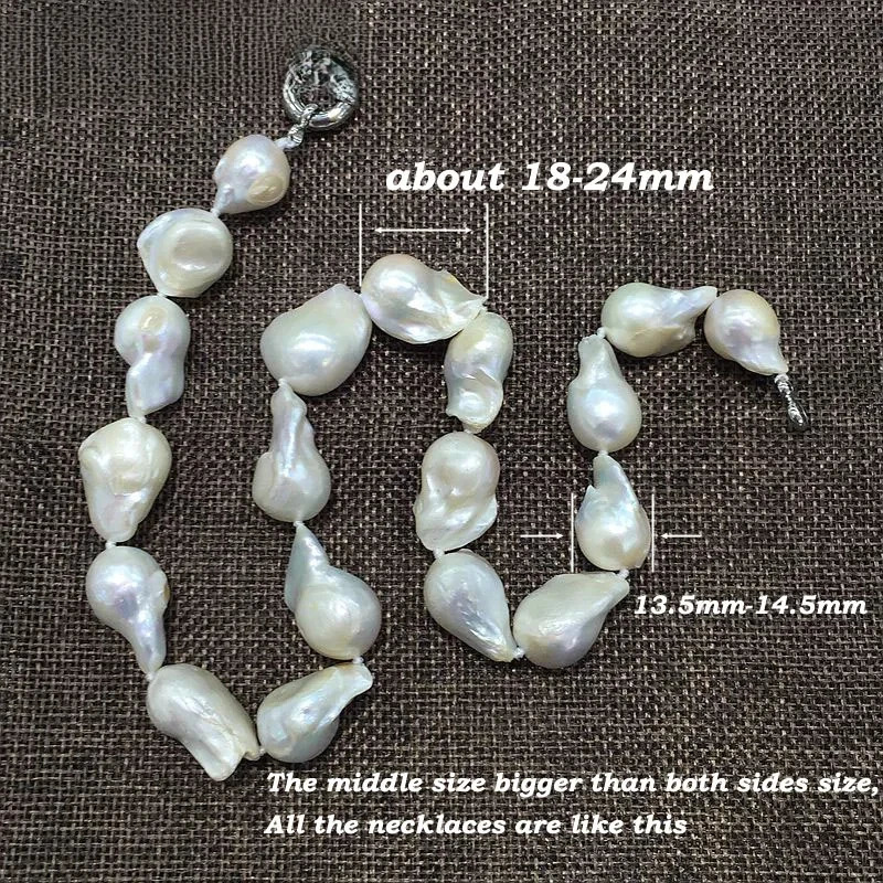 FUQI er retro white large-sized organized nuclear flame ball shaped Baroque pearl necklace freshwater 100% natural pearls 241112