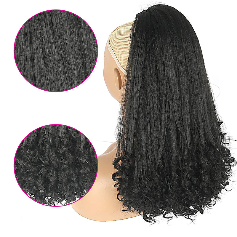 Yaki Drawstring Ponytail Hair Extensions for Women Synthetic Heat Resistant Hairpiece Fake Tail for Women Daily Use Party cae75
