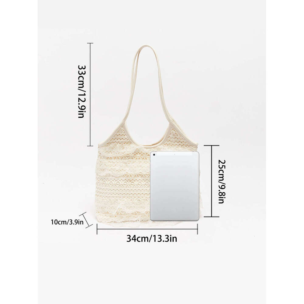 2024 summer new woven leisure holiday large capacity shoulder Fairy lace mesh underarm bag