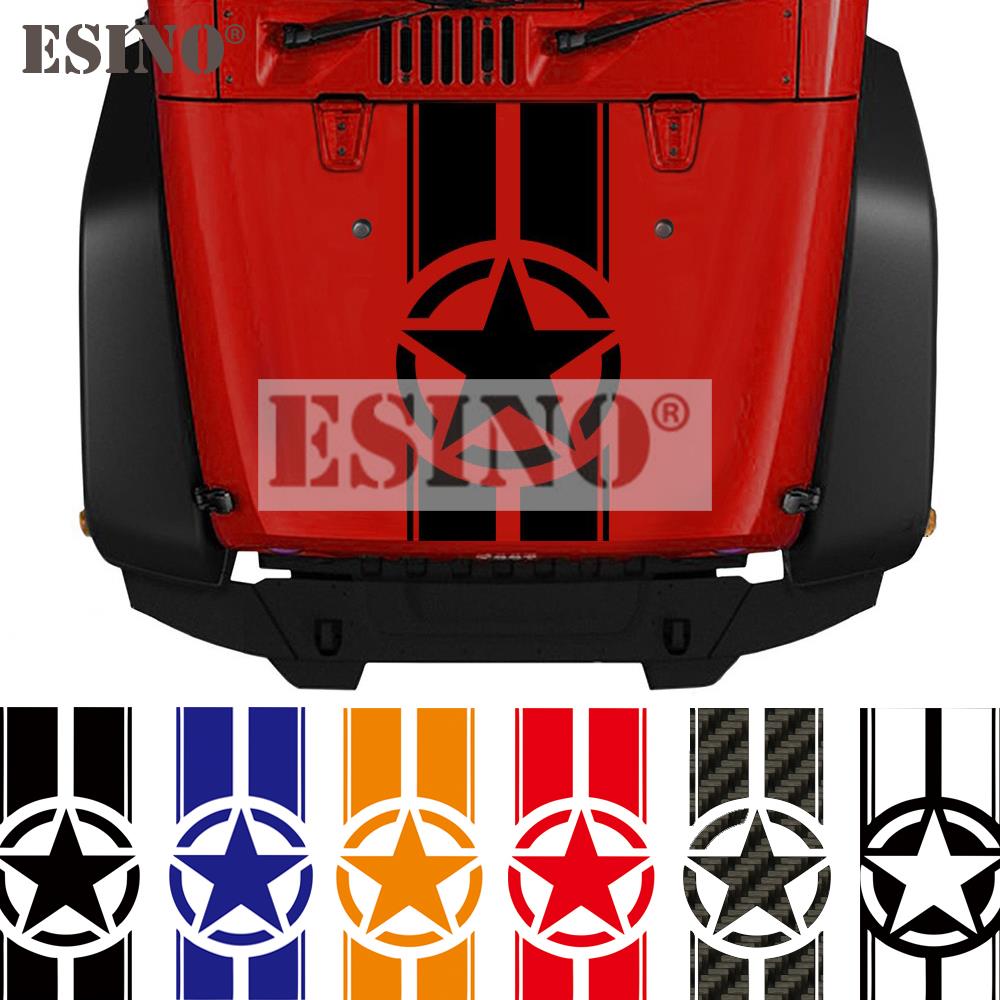 Styling Star Stripe Hood Decorative Cover PVC 3D Carving Vinyl Racing Sports Decal Head Sticker Car Accessories