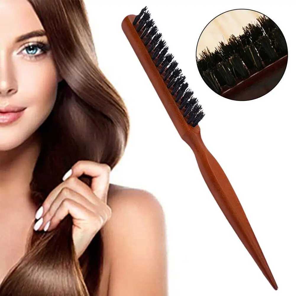 Solid wood hair three row hair comb fluffy pig mane styling comb hair clip tail comb three row hair comb W241112